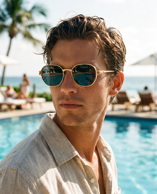Metal gold and black sunglasses 52 mm by Cossino luxury Italian eyewear 